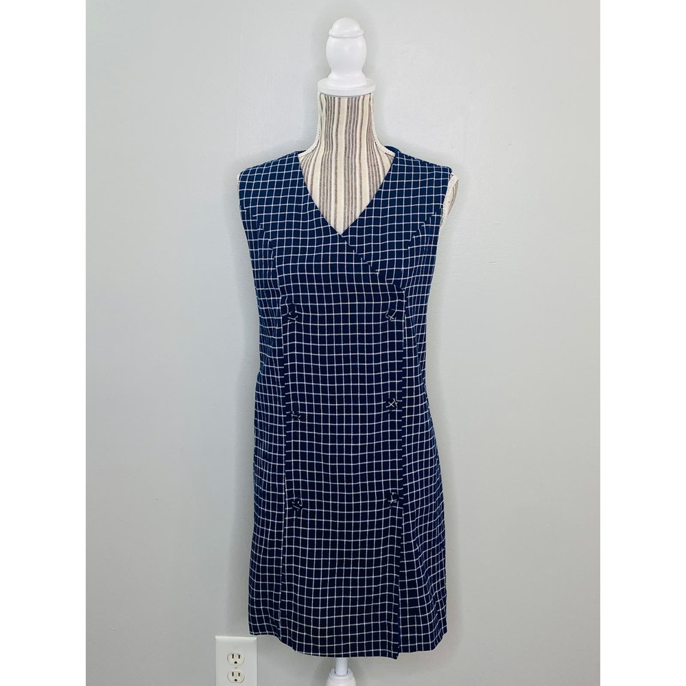 Vintage 70s Double Breasted Mini Dress Women Size XL 16 Mod GoGo Twiggy Mid Size